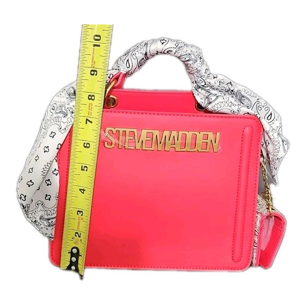 STEVE MADDEN BEVELYN Red Satchel Crossbody Bag Scarf Card Holder Viral - Picture 6 of 8